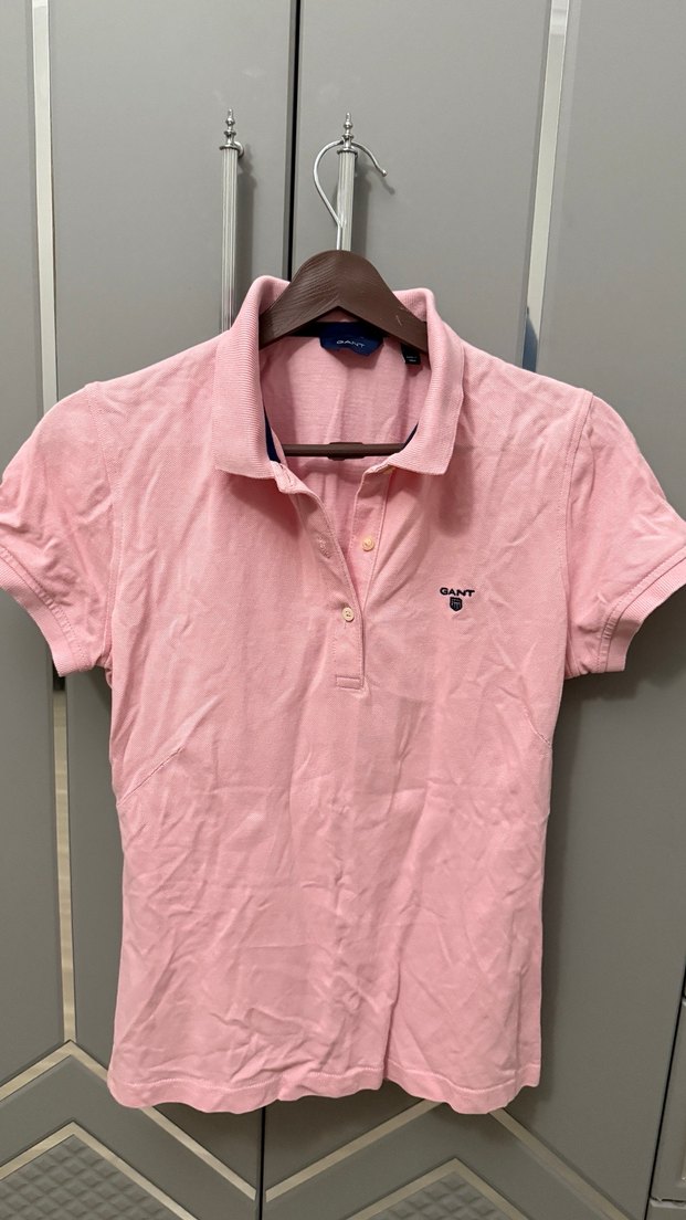 GANT mark Kızlar İçin Pembe Kısa Kollu Polo Tişört - Görsel 3