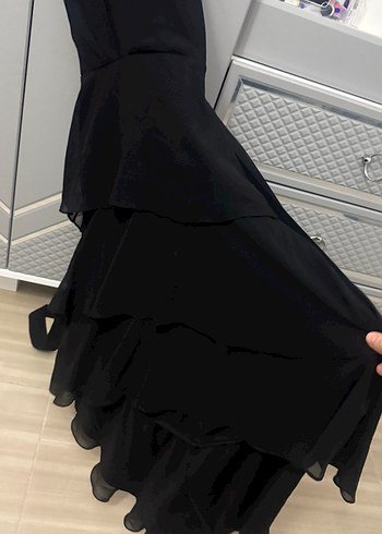 Uzun Siyah Drapeli Gotik Abiye Elbise - Görsel 9