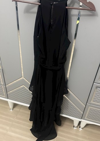 Uzun Siyah Drapeli Gotik Abiye Elbise - Görsel 8