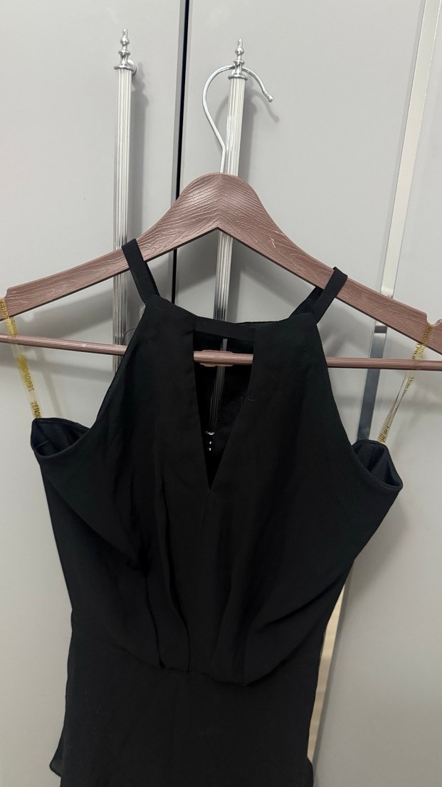 Uzun Siyah Drapeli Gotik Abiye Elbise - Görsel 2