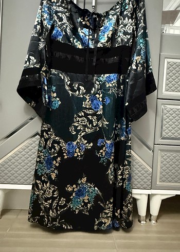 Mavi Desenli Bohem elbise - Görsel 2