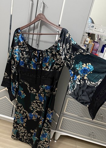 Mavi Desenli Bohem elbise - Görsel 11