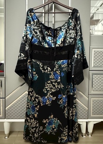 Mavi Desenli Bohem elbise - Görsel 4