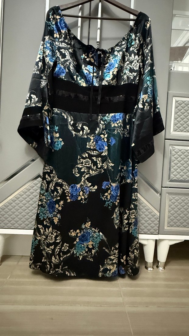 Mavi Desenli Bohem elbise - Görsel 2