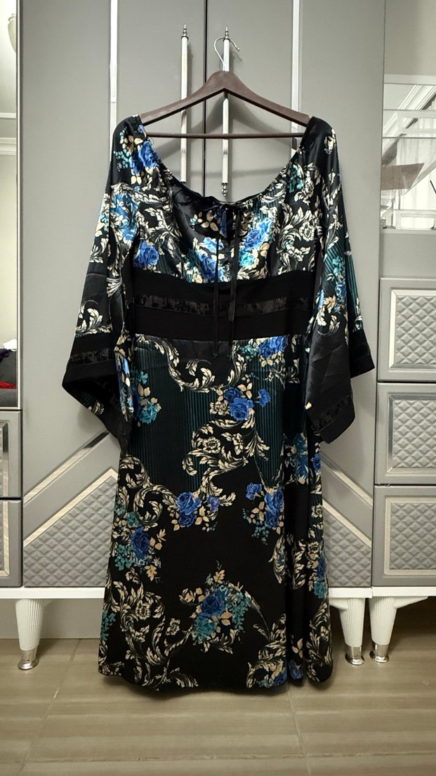 Mavi Desenli Bohem elbise - Görsel 4