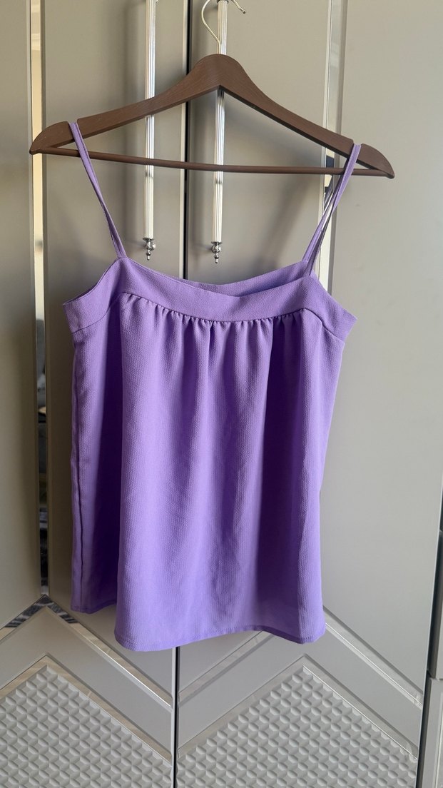 Kadın Mor Askılı Midi Bluz - Görsel 2