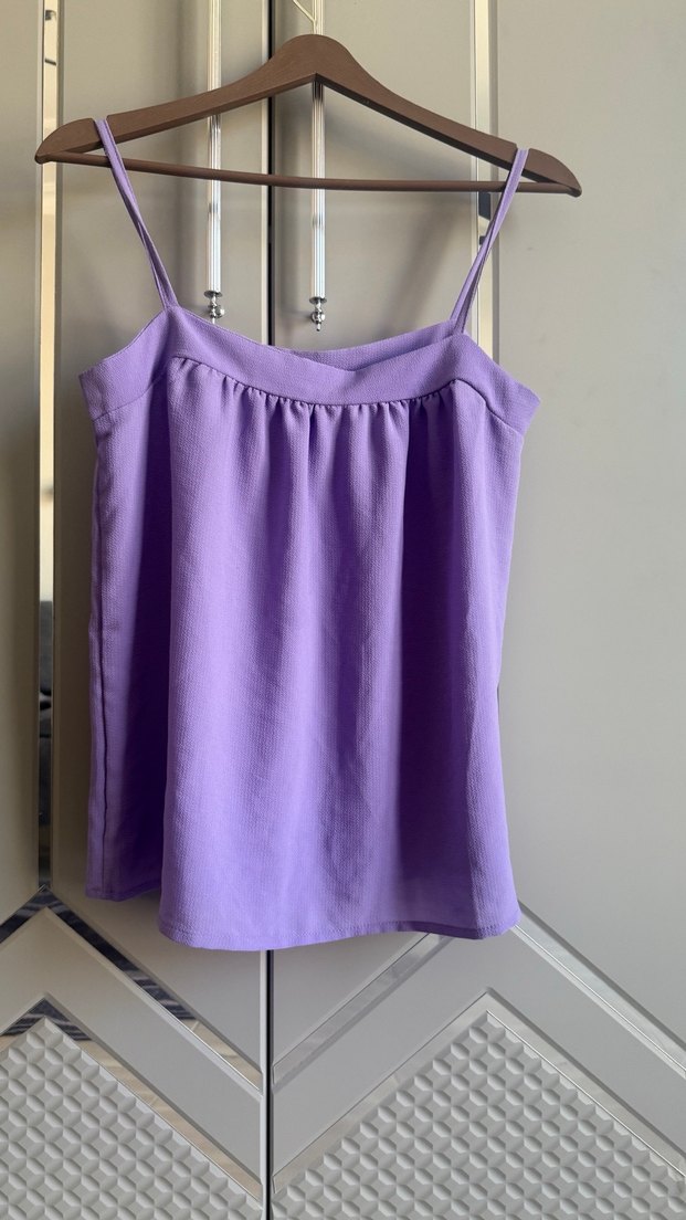 Kadın Mor Askılı Midi Bluz - Görsel 5