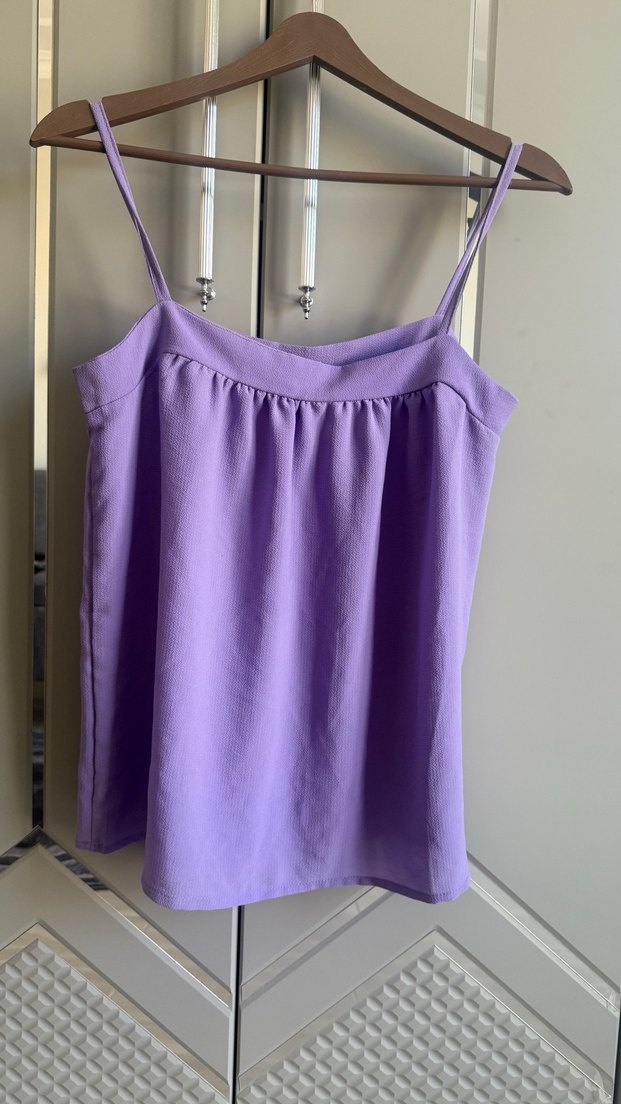 Kadın Mor Askılı Midi Bluz - Görsel 3