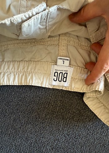 Düğmeli Bej Keten Mini Şort - Görsel 5