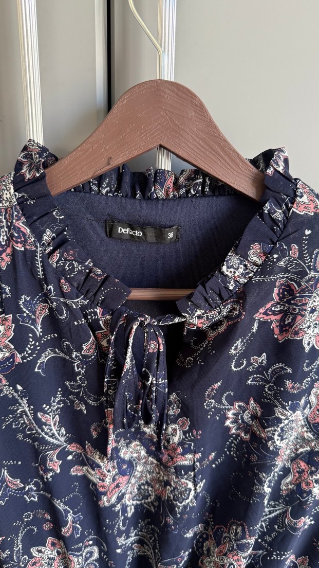 Uzun Kollu Volanlı Bohem Midi Elbise - Görsel 3