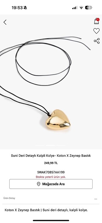 Kalp detaylı ipli kolye