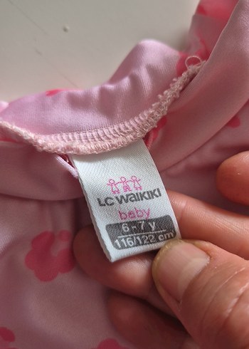 Kız Çocuk Pembe Çiçek Desenli Kısa Kollu Tişört mayo - Görsel 2