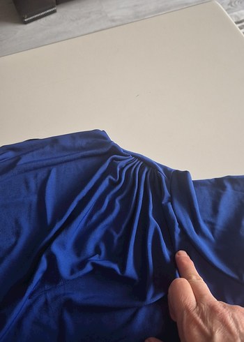 Mavi Drapeli Kısa Kollu Bluz - Görsel 3