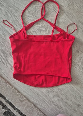 Kırmızı Straplez Mini Büstiyer korseli s beden - Görsel 3