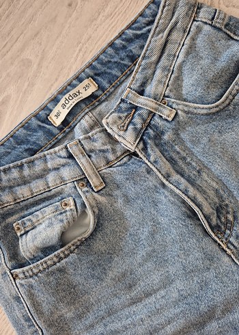 26 Beden Gri Loose Fit Midi Denim Kadın Jean addax
