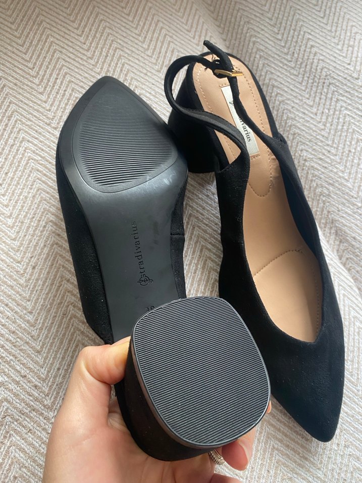 Siyah Süet Tokalı Kadın Topuklu Ayakkabı - Görsel 3