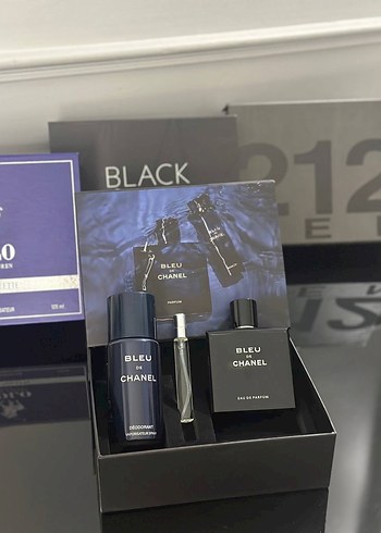 Bleu de Chanel Erkek Parfüm Seti Siyah Hediyelik set