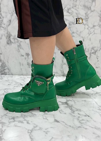 36 Beden kahverengi Renk İTHAL PRADA Kahverengi Deri Platform Topuklu Kadın Bot