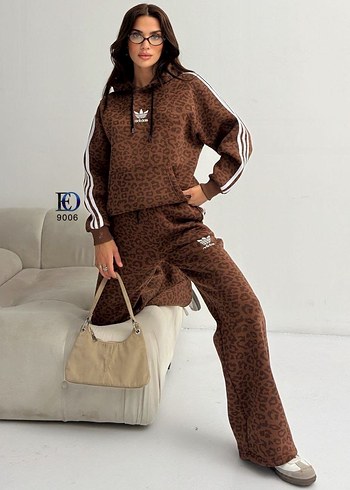 xl Beden gri Renk ADİDAS Zebra Desenli Kadın Eşofman Takımı