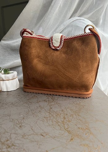 Ugg UGG Bohem Nakışlı Fermuarlı Kahverengi Süet Çanta
