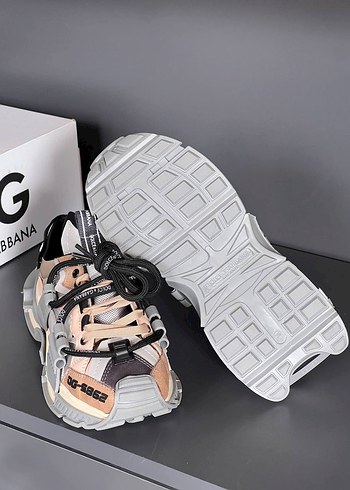 39 Beden gri Renk D&G Bej Gri Platform Spor Ayakkabı