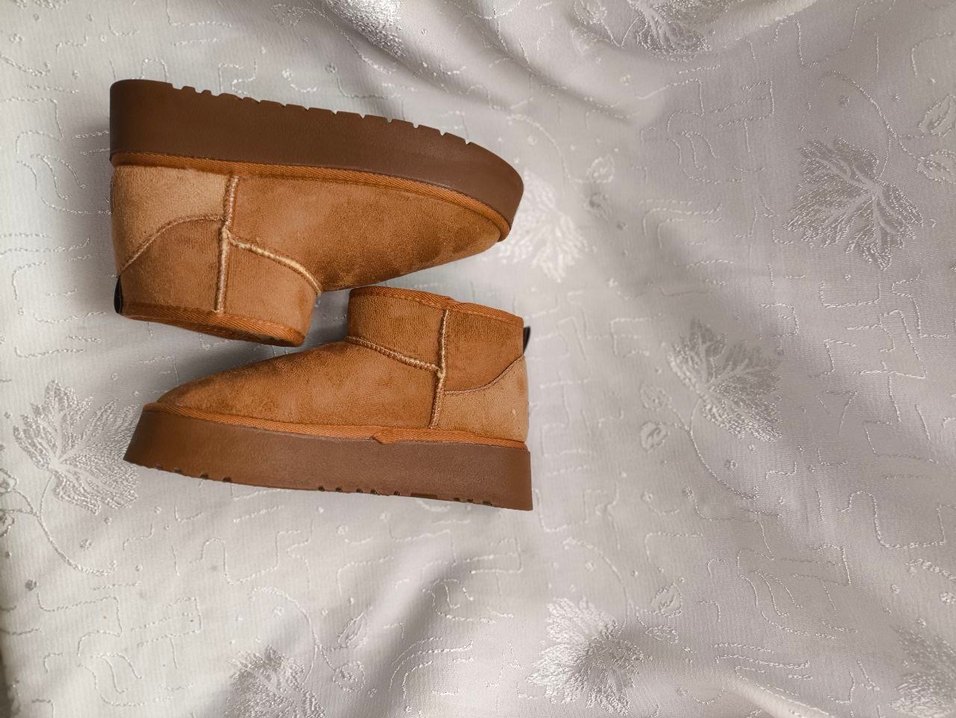 Kahverengi Süet Tüylü Kadın Dolgu Topuk Bot - Görsel 4