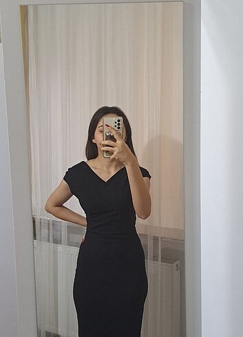 Zara Midi boy siyah elbise