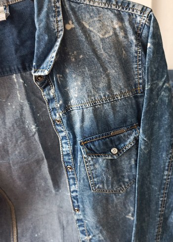 Bershka Mavi Denim Kadın Gömlek