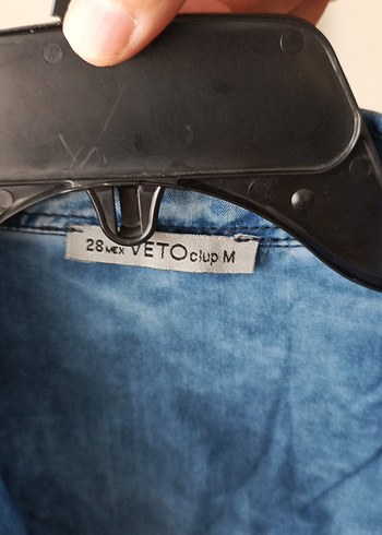 m Beden Mavi Batik Desenli Kadın Denim Gömlek