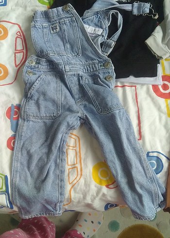 Erkek Çocuk Renkli Mavi Denim Tulum