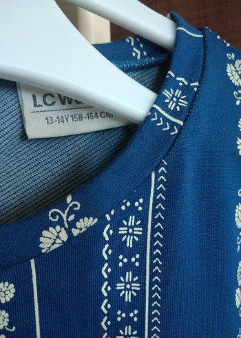 LC Waikiki Mavi Bohem Uzun elbise, Kısa Kollu, Fırfırlı