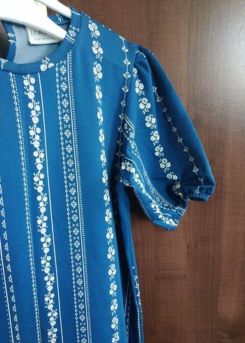 diğer Beden Mavi Bohem Uzun elbise, Kısa Kollu, Fırfırlı