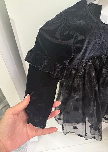 18-24 Ay Beden siyah Renk Lcw 18-24 Kız Çocuk Siyah Gotik Fırfırlı Elbise