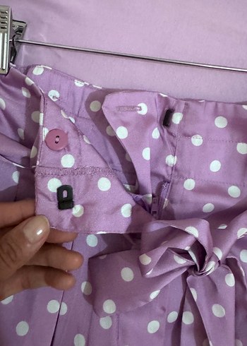 Zara Lila Puantiyeli Pilili şort