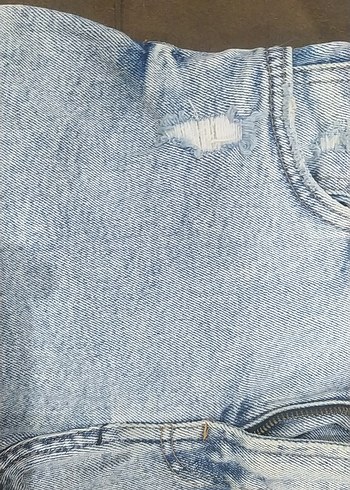 Kadın Mavi Kot Şort Bol Kesim - Görsel 6