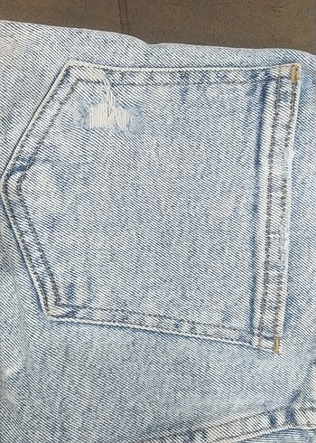 Kadın Mavi Kot Şort Bol Kesim - Görsel 3