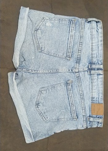 Kadın Mavi Kot Şort Bol Kesim - Görsel 2