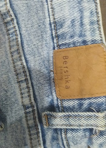 Kadın Mavi Kot Şort Bol Kesim - Görsel 4