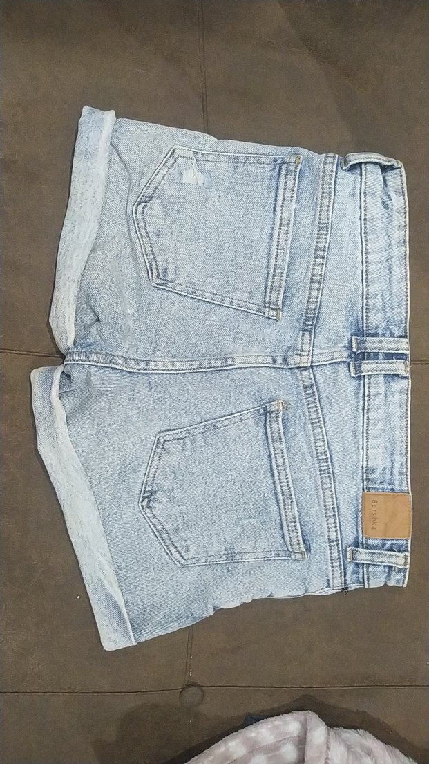 Kadın Mavi Kot Şort Bol Kesim - Görsel 2