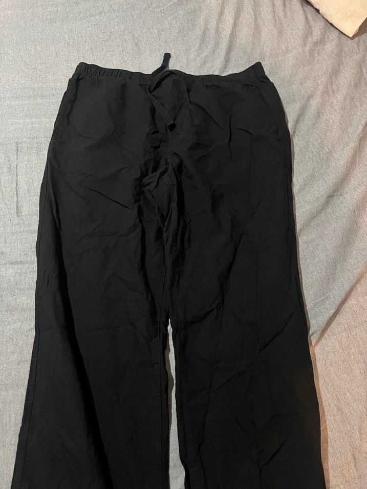 Siyah Keten Salaş Midi erkek Pantolon - Görsel 2