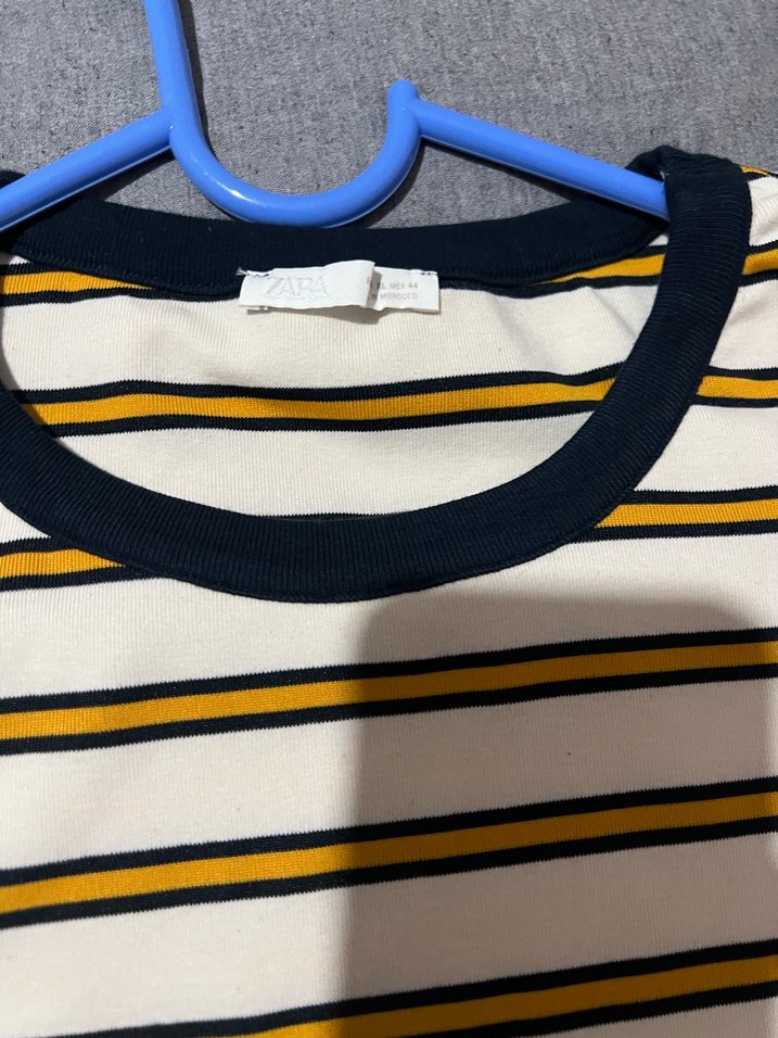 Sarı Çizgili Erkek Kısa Kollu Tişört - Görsel 2