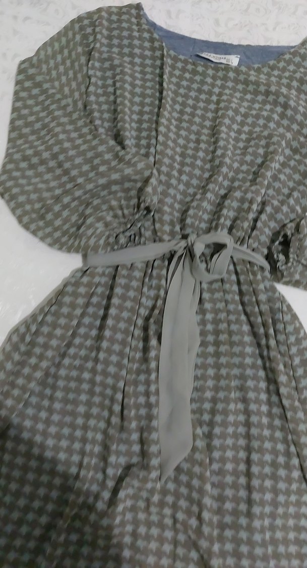 Gri Desenli Uzun Hamile Elbisesi - Görsel 2