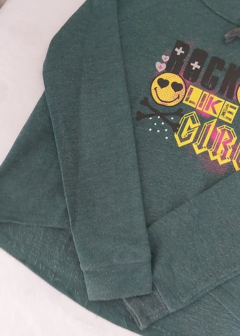 Diğer Renkli Baskılı Yeşil Kadın Sweatshirt