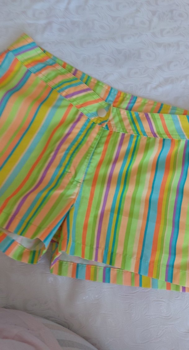 Renkli Çizgili Mini deniz Şortu - Görsel 2