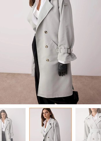34 Beden gri Renk Oversize su itici trençkot