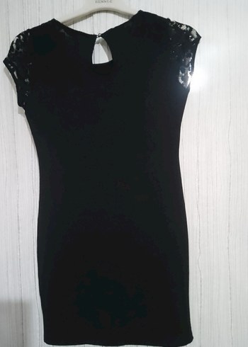 Dantel Detaylı Siyah Midi Gösterişli Elbise tişört - Görsel 4