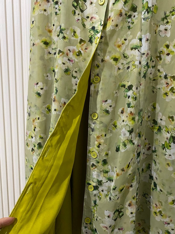 Yeşil Çiçekli Uzun Elbise - Görsel 4