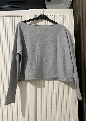 Mavi Uzun Kollu kayık yaka sweatshirt - Görsel 2