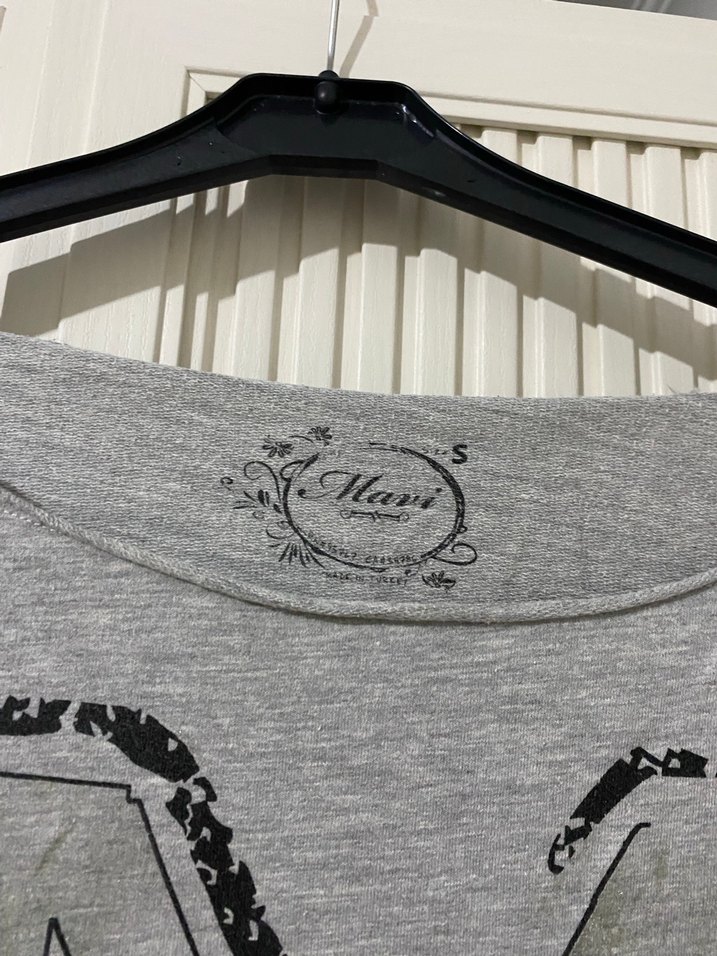 Mavi Uzun Kollu kayık yaka sweatshirt - Görsel 3