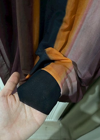 Çok Renkli Uzun Kollu Tül Kadın Elbise - Görsel 4